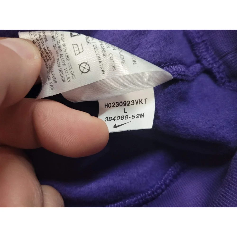 Nike LSU Fighting Tigers Hoodie Men Large Purple Pullover Sweatshirt NCAA Sports